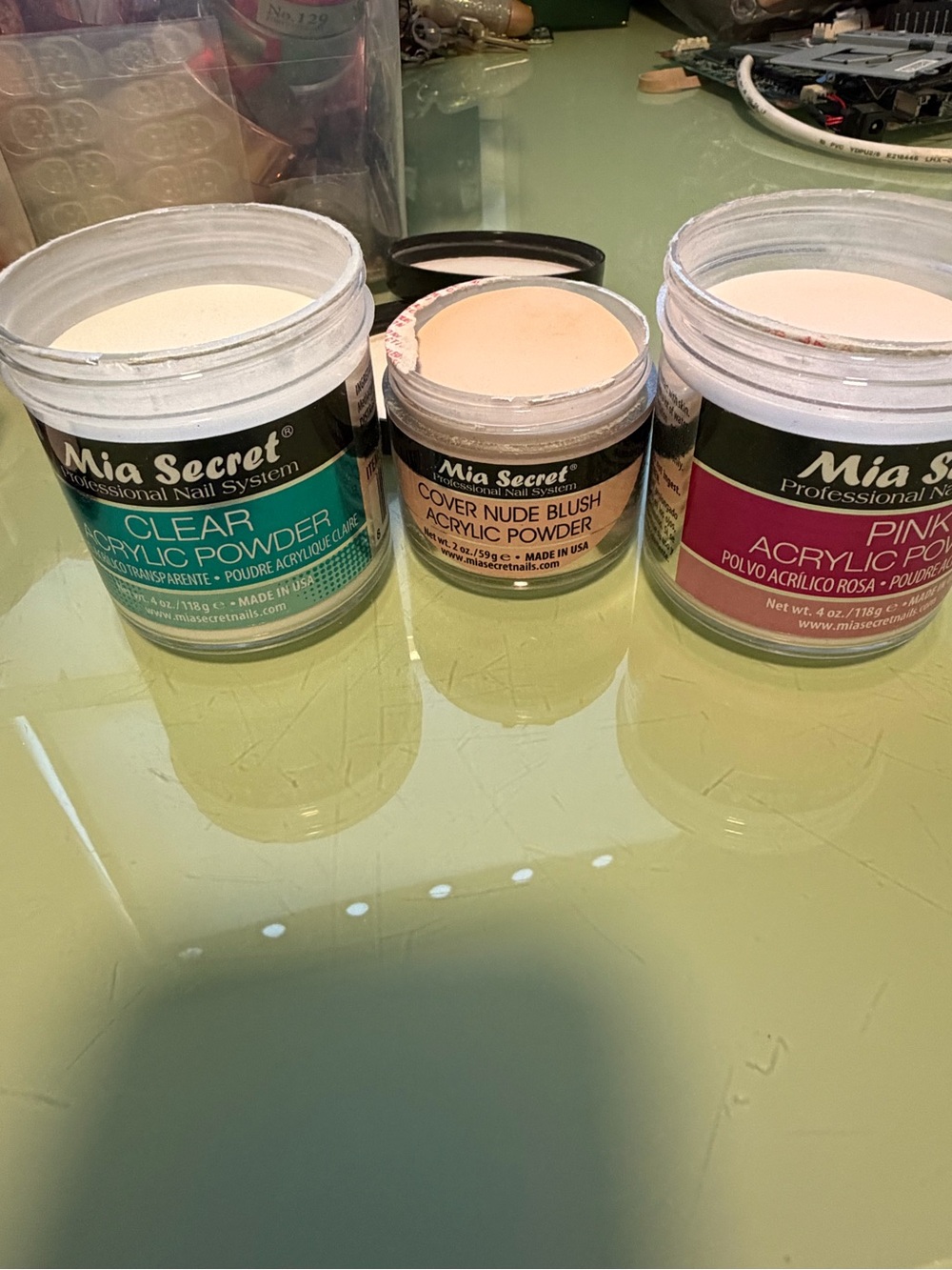 Mia Secret Acrylic Powder Trio - Clear, Nude Blush, Pink
